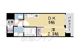 ブランシエスタ西京極 1DKの間取図画像