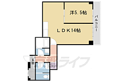 シャトル朱雀 1LDKの間取図画像