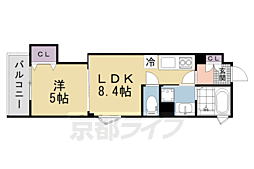 クリエオーレ牧野本町 1LDKの間取図画像