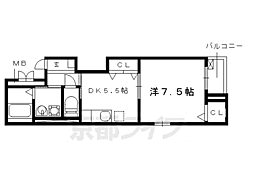 フラット黒門 1DKの間取図画像
