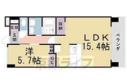 サンモール西京極 1LDKの間取図画像