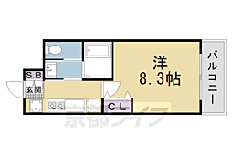 メルウェイユ四条 1Kの間取図画像