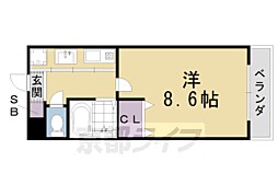 元土御門 1Kの間取図画像
