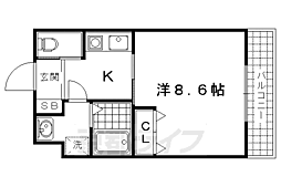 ヴィータ京都西院 1Kの間取図画像