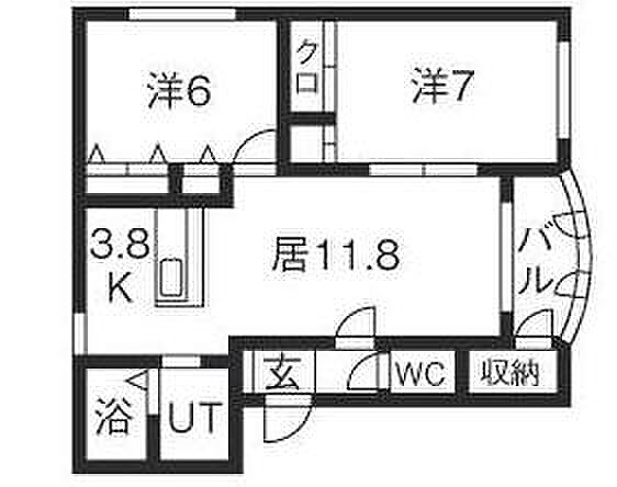 シャムロック 401｜北海道札幌市清田区平岡一条２丁目(賃貸マンション2LDK・4階・55.00㎡)の写真 その2