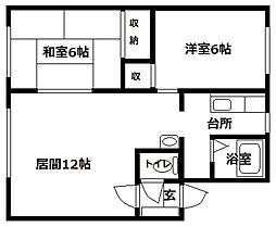 プリンスコート１ 3階2LDKの間取り