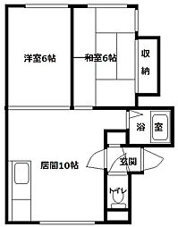 レジデンスヒルトップ 2LDKの間取図画像