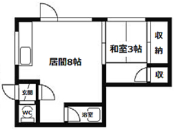 コーポ月寒西 1DKの間取図画像