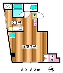 コープエンリッチ 4階1Kの間取り