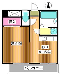 中板橋ハイム 5階1DKの間取り