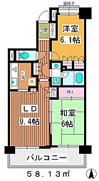 板橋パークホームズ 2LDKの間取図画像