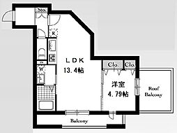 FeelFine光が丘公園 1LDKの間取図画像