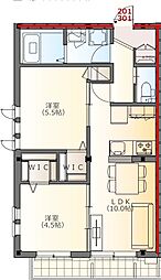 パティオ高台 2LDKの間取図画像
