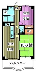 パークフロントナリタ 2DKの間取図画像