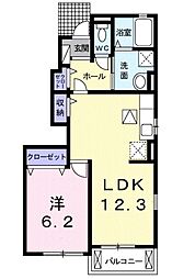サニーブライト 1LDKの間取図画像