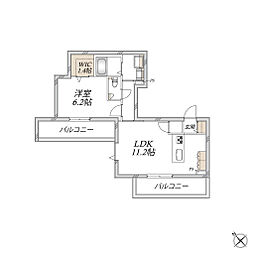 板橋区赤塚新町1丁目マンション 1LDKの間取図画像
