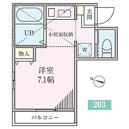 グラジオラス菊名 ワンルームの間取図画像