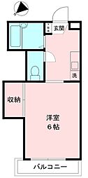 サニーコート錦ヶ丘 1Kの間取図画像