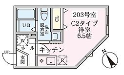 Rivera Bloom横浜 ワンルームの間取図画像