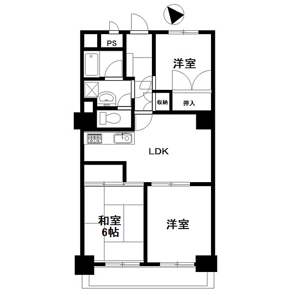 オリエント丹野マンション豊田 306｜東京都日野市多摩平２丁目(賃貸マンション3LDK・3階・56.79㎡)の写真 その1