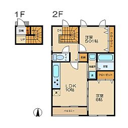 リュミエール 2階2LDKの間取り