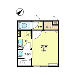 ロッシェル相模原2号棟 1Kの間取図画像