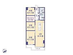 ザ・スクエア・マンション 2LDKの間取図画像