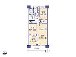 府中グリーンハイツ2号棟 3LDKの間取図画像