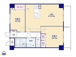 中銀三鷹マンシォン 2LDKの間取図画像