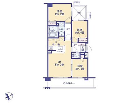 こちらの間取り図で、お部屋の配置や動線をイメージしていただけます。お部屋ごとの広さやレイアウトを参考に、生活のシーンを思い描いてみてください。