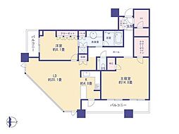 プラウドタワー千代田富士見 2LDKの間取図画像