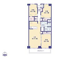 高尾パークハイツA棟 3LDKの間取図画像