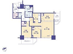ブリリアタワー聖蹟桜ヶ丘ブルーミングレジデンス 3LDKの間取図画像
