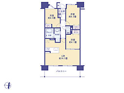 レーベンリヴァーレタワーザ・テラス 3LDKの間取図画像