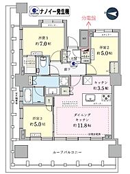 プラウドタワー武蔵小金井 3LDKの間取図画像