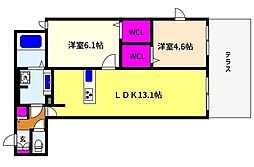 オルテンシア魚崎中町 2LDKの間取図画像