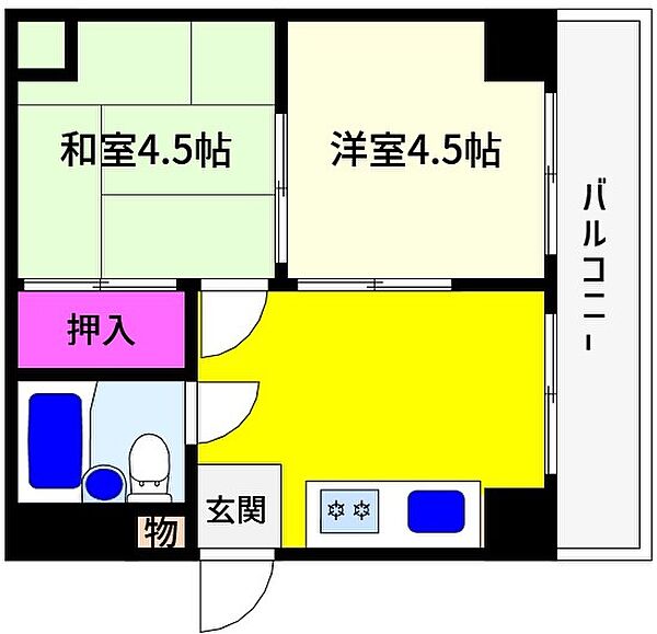 兵庫県神戸市東灘区本山中町３丁目(賃貸マンション2DK・5階・26.84㎡)の写真 その2