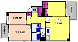 JR東海道・山陽本線 住吉駅 徒歩7分の賃貸マンション 6階2LDKの間取り