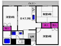 ハイツタケシ 3DKの間取図画像