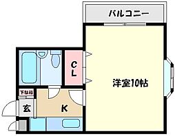ギャラリティー白晃 1Kの間取図画像
