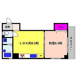 東田中屋マンション 1LDKの間取図画像