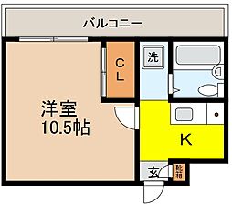 マンションカミムラ 1Kの間取図画像