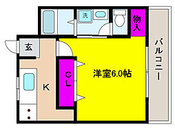 住吉レジデンス 1Kの間取図画像