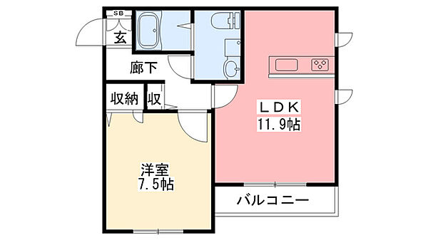 兵庫県西宮市瓦林町(賃貸アパート1LDK・2階・46.50㎡)の写真 その2
