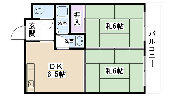 アニバーサリー40 ｜兵庫県西宮市津門川町(賃貸マンション2DK・6階・39.00㎡)の写真 その2