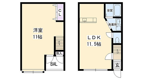 フラーリッシュ甲子園 ｜兵庫県西宮市鳴尾町3丁目(賃貸アパート1LDK・1階・44.00㎡)の写真 その2