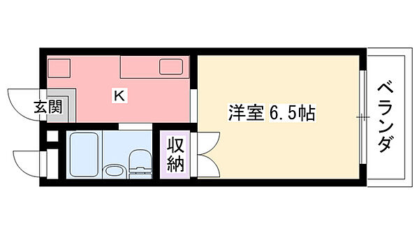 ドリームハイツ ｜兵庫県西宮市里中町3丁目(賃貸マンション1K・3階・18.48㎡)の写真 その2