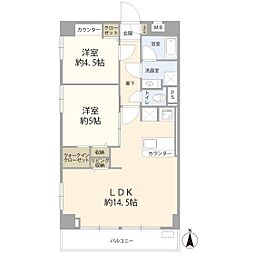 サンハイツ亀戸 2LDKの間取図画像