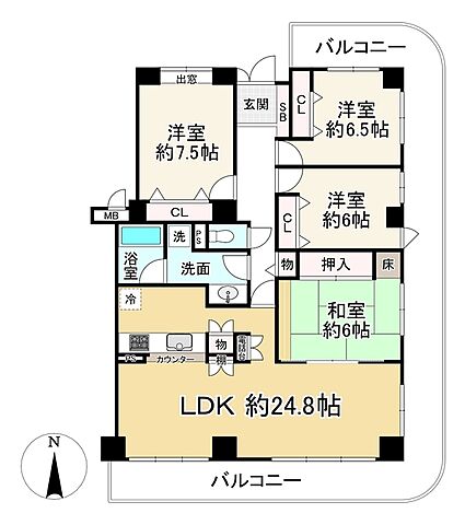 間取り サンステージ衣笠 3階/-