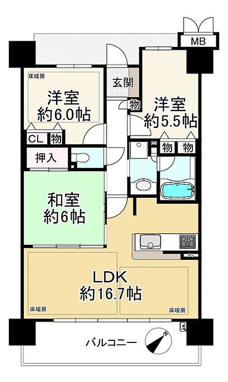 3LDK 間取り